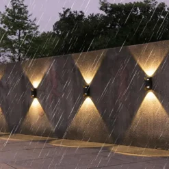 2pcs Solar Wall Lights 2 Modes Lighting Outdoor Waterproof Up and Down Luminous Lighting Garden Decoration Solar Light Stair Fence Solar Landscape Lights