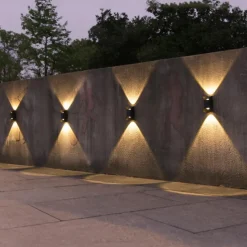 2pcs Solar Wall Lights 2 Modes Lighting Outdoor Waterproof Up and Down Luminous Lighting Garden Decoration Solar Light Stair Fence Solar Landscape Lights