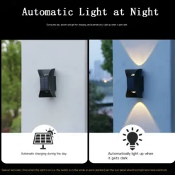 2pcs Solar Wall Lights 2 Modes Lighting Outdoor Waterproof Up and Down Luminous Lighting Garden Decoration Solar Light Stair Fence Solar Landscape Lights