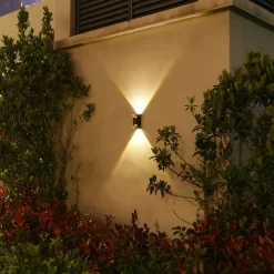 2pcs Solar Wall Lights 2 Modes Lighting Outdoor Waterproof Up and Down Luminous Lighting Garden Decoration Solar Light Stair Fence Solar Landscape Lights
