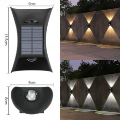 2pcs Solar Wall Lights 2 Modes Lighting Outdoor Waterproof Up and Down Luminous Lighting Garden Decoration Solar Light Stair Fence Solar Landscape Lights