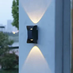 2pcs Solar Wall Lights 2 Modes Lighting Outdoor Waterproof Up and Down Luminous Lighting Garden Decoration Solar Light Stair Fence Solar Landscape Lights