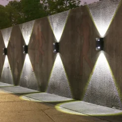 2pcs Solar Wall Lights 2 Modes Lighting Outdoor Waterproof Up and Down Luminous Lighting Garden Decoration Solar Light Stair Fence Solar Landscape Lights