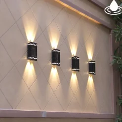 4pcs Solar Wall Lights Outdoor Waterproof Garden Decoration Splicable Light Smart Sensing Sunlight Powered Balcony Fence Yard Lighting LED Solar Light