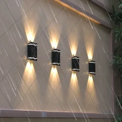 4pcs Solar Wall Lights Outdoor Waterproof Garden Decoration Splicable Light Smart Sensing Sunlight Powered Balcony Fence Yard Lighting LED Solar Light