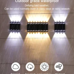 4pcs Solar Wall Lights Outdoor Waterproof Garden Decoration Splicable Light Smart Sensing Sunlight Powered Balcony Fence Yard Lighting LED Solar Light