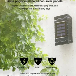 4pcs Solar Wall Lights Outdoor Waterproof Garden Decoration Splicable Light Smart Sensing Sunlight Powered Balcony Fence Yard Lighting LED Solar Light
