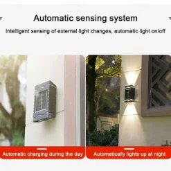 4pcs Solar Wall Lights Outdoor Waterproof Garden Decoration Splicable Light Smart Sensing Sunlight Powered Balcony Fence Yard Lighting LED Solar Light