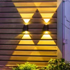 2pcs Solar Wall Lights Outdoor LED Garden Lights Waterproof Wall Light Smart Light Control Sensor Porch Lamp Courtyard Balcony Fence Channel Lighting Landscape Decoration Solar Night Light