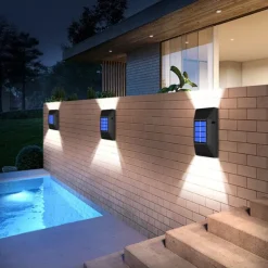 2pcs Solar Wall Sconce Outdoor Decoration Garden Wall Light IP65 Waterproof Up and Down Luminous Outdoor Garden Decoration Fence Light