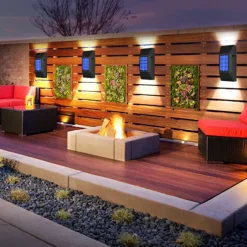 2pcs Solar Wall Sconce Outdoor Decoration Garden Wall Light IP65 Waterproof Up and Down Luminous Outdoor Garden Decoration Fence Light