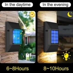 2pcs Solar Wall Sconce Outdoor Decoration Garden Wall Light IP65 Waterproof Up and Down Luminous Outdoor Garden Decoration Fence Light