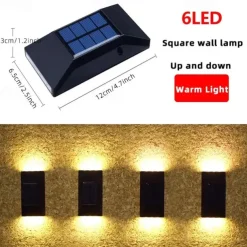 2pcs Solar Wall Sconce Outdoor Decoration Garden Wall Light IP65 Waterproof Up and Down Luminous Outdoor Garden Decoration Fence Light