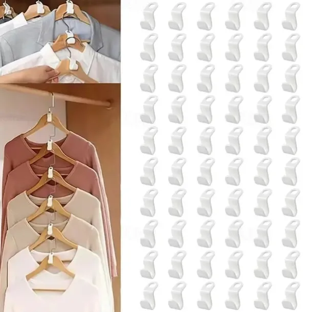 100pcs Space-Saving Clothes Hanger Connector Hooks, Magic Hanger Hooks Heavy Duty Cascading Connection Hooks Hanger Extenders Clips For Clothes For Organizer Closet