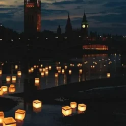 10PCS Square Paper Lantern With Floating Water Lanterns For Wedding Birthday Party No Candle 15X15CM/6“X6“