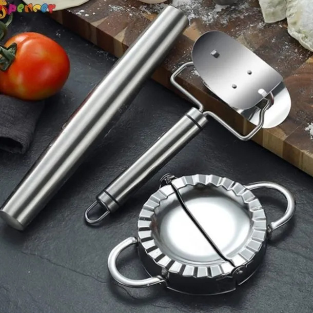2PCS Stainless Steel Dumpling Maker Mold, Wraper Dough Cutter Pie Ravioli Empanadas Press Mold Kitchen Accessories Pastry Tools