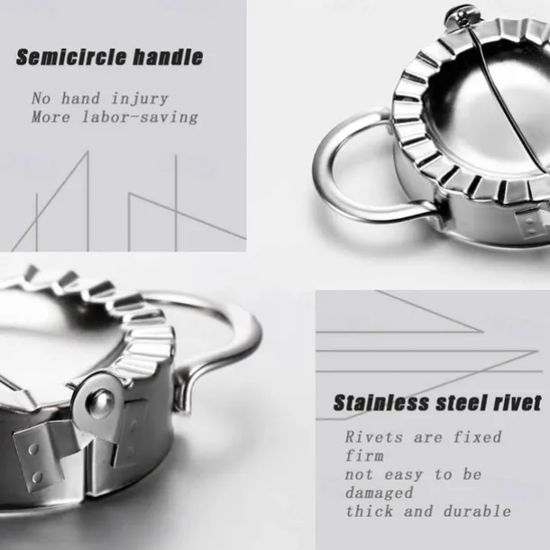 2PCS Stainless Steel Dumpling Maker Mold, Wraper Dough Cutter Pie Ravioli Empanadas Press Mold Kitchen Accessories Pastry Tools