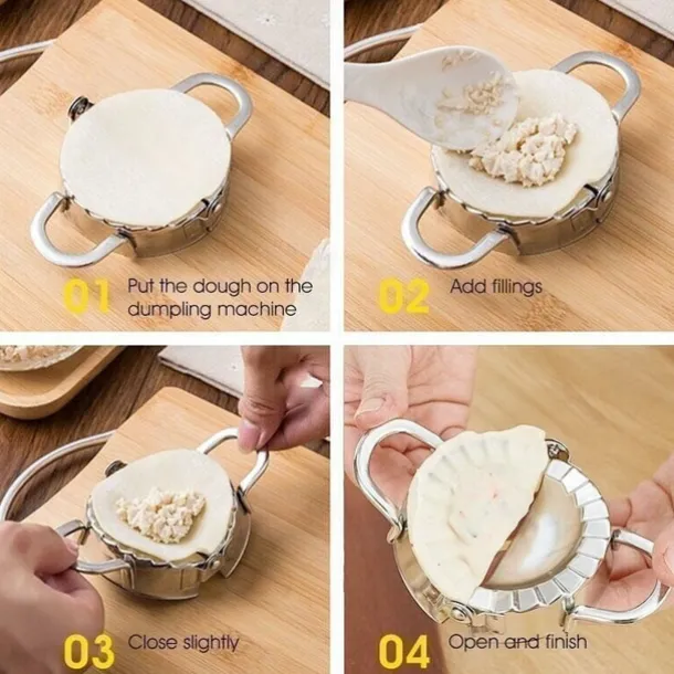 2PCS Stainless Steel Dumpling Maker Mold, Wraper Dough Cutter Pie Ravioli Empanadas Press Mold Kitchen Accessories Pastry Tools