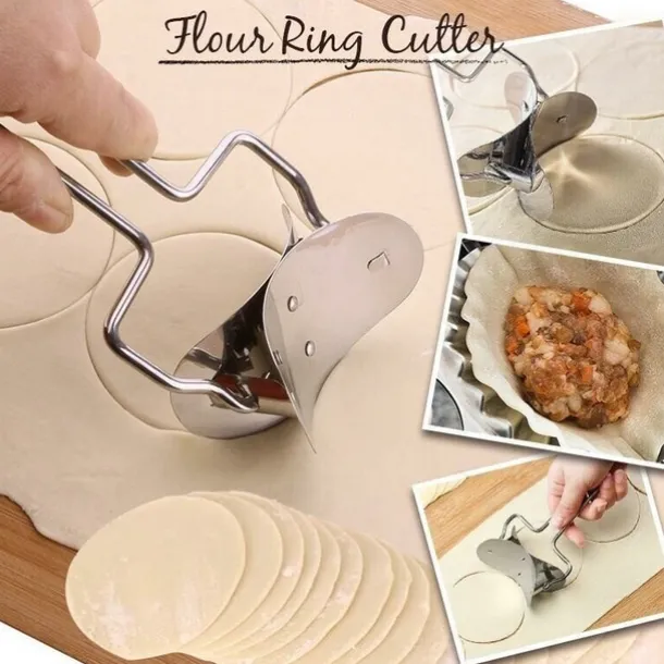 2PCS Stainless Steel Dumpling Maker Mold, Wraper Dough Cutter Pie Ravioli Empanadas Press Mold Kitchen Accessories Pastry Tools