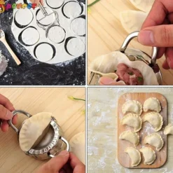 2PCS Stainless Steel Dumpling Maker Mold, Wraper Dough Cutter Pie Ravioli Empanadas Press Mold Kitchen Accessories Pastry Tools