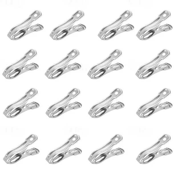 16pcs Stainless Steel Greenhouse Clamps Garden Clips Plant Cover On Garden Hoops Or Greenhouse Hoops Stainless Steel Clothes Pins Sturdy Metal Beach Towel Clips