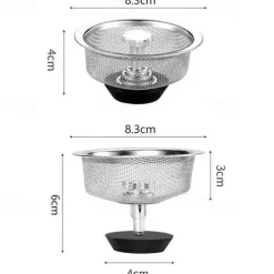 2pcs Stainless Steel Kitchen Sink Strainer Basket Drain Plug Filter Replacement for Wide Rim 3.2/4.4 inch, Food Catcher Anti-Clogging