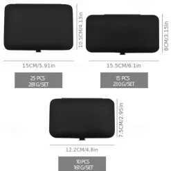 10/15/20/25pcs Stainless Steel Makeup Kit & Manicure set, Nail Clipper Set, With Black Leather Travel For Men & Women