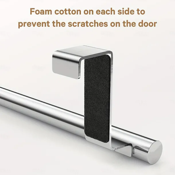 2pcs Stainless Steel No-Drill Over-the-Door Towel Rack: Perfect for Kitchen Cabinet Doors, Back of Doors, Ideal for Hanging Dishcloths, Towels, providing Convenient Storage and Organization