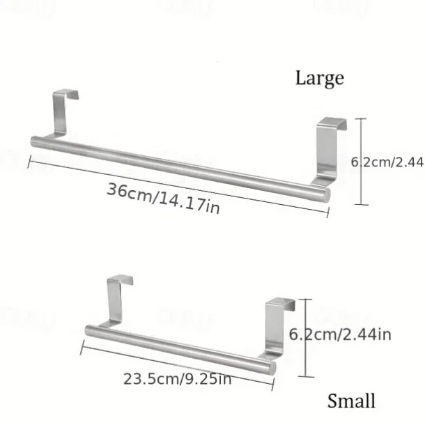 2pcs Stainless Steel No-Drill Over-the-Door Towel Rack: Perfect for Kitchen Cabinet Doors, Back of Doors, Ideal for Hanging Dishcloths, Towels, providing Convenient Storage and Organization
