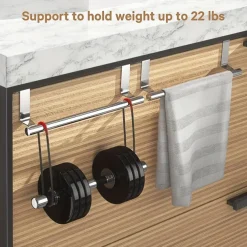 2pcs Stainless Steel No-Drill Over-the-Door Towel Rack: Perfect for Kitchen Cabinet Doors, Back of Doors, Ideal for Hanging Dishcloths, Towels, providing Convenient Storage and Organization