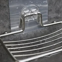 2pcs Stainless Steel Soap Dish Holder Self Adhesive Wall Mounted Soap Sponge Holder Soap Saver Rack For Home Kitchen Bathroom Shower Bathroom Accessories