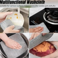 3pcs Steel Wire Dishwashing Cloth Kitchen Cleaning Cloth Non-stick Oil Dish Clean Towel Washing Rags Household Cleaning Cloths
