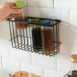 2pcs Storage Racks Metal Wire Storage Basket Wall Hanging Basket Wall Mounted Organizer Basket for kitchen Office Pantry Bathroom Cabinet Kitchen Organizers and Storage Kitchen Accessories