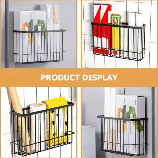 2pcs Storage Racks Metal Wire Storage Basket Wall Hanging Basket Wall Mounted Organizer Basket for kitchen Office Pantry Bathroom Cabinet Kitchen Organizers and Storage Kitchen Accessories