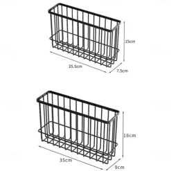 2pcs Storage Racks Metal Wire Storage Basket Wall Hanging Basket Wall Mounted Organizer Basket for kitchen Office Pantry Bathroom Cabinet Kitchen Organizers and Storage Kitchen Accessories