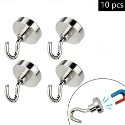10PCS Strong Neodymium Magnetic Hook Hold Up To 12kg 5Pounds Diameter 20mm Magnets Quick Hook For Home Kitchen Workplace