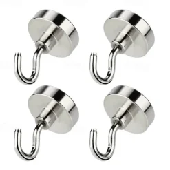 10PCS Strong Neodymium Magnetic Hook Hold Up To 12kg 5Pounds Diameter 20mm Magnets Quick Hook For Home Kitchen Workplace