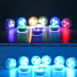 10pcs Submersible LED Lights Underwater Multicolor Lights Waterproof Remote Controlled RGB Swimming Pool Suitable for Tub Pond Vases Aquariums