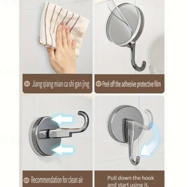 2PCS Suction Cup Heart Hooks, No-Drill Vacuum Wall Hooks, Strong Adhesive Single Hooks for Kitchen, Bathroom, and Door Back Storage