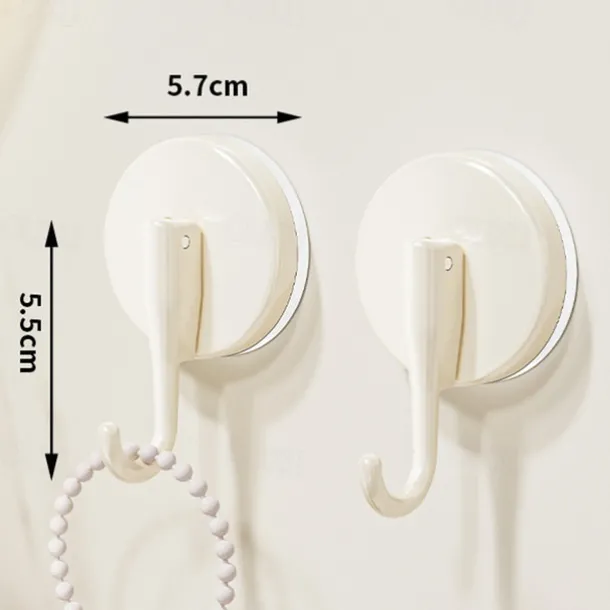 2PCS Suction Cup Heart Hooks, No-Drill Vacuum Wall Hooks, Strong Adhesive Single Hooks for Kitchen, Bathroom, and Door Back Storage