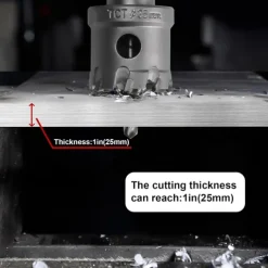 5pcs TCT Hole Saw Kit Tungsten Carbide Tipped Hole Saw Drill Bit with Titanium-Plated Pilot Drill bit for Metal, Stainless Steel, Iron, Wood, Plastic