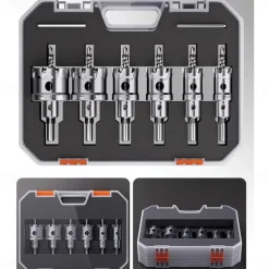 5pcs TCT Hole Saw Kit Tungsten Carbide Tipped Hole Saw Drill Bit with Titanium-Plated Pilot Drill bit for Metal, Stainless Steel, Iron, Wood, Plastic