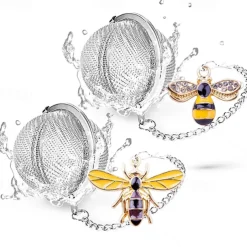 2pcs Tea Infuser Loose Tea Steeper Stainless Steel Fine Mesh Tea Ball Loose Leaf Tea Infusers Cute Pendant Tea Diffuser with Honey Bee & Spider Charms Tea strainer