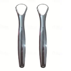 2pcs Tongue Scraper Stainless Steel Oral Tongue Cleaner Medical Mouth Brush Reusable Fresh Breath Maker