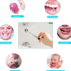 2pcs Tongue Scraper Stainless Steel Oral Tongue Cleaner Medical Mouth Brush Reusable Fresh Breath Maker