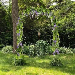 4Pcs Total 720cm/23.6ft Artificial Flowers Silk Wisteria Garland Artificial Wisteria Vine Rattan Silk Hanging Flower for Home Garden Outdoor Ceremony Wedding Arch Floral Decor