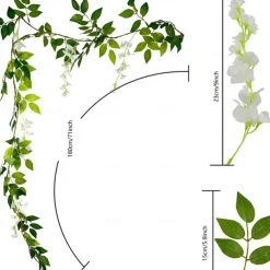 4Pcs Total 720cm/23.6ft Artificial Flowers Silk Wisteria Garland Artificial Wisteria Vine Rattan Silk Hanging Flower for Home Garden Outdoor Ceremony Wedding Arch Floral Decor