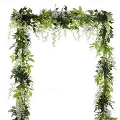 4Pcs Total 720cm/23.6ft Artificial Flowers Silk Wisteria Garland Artificial Wisteria Vine Rattan Silk Hanging Flower for Home Garden Outdoor Ceremony Wedding Arch Floral Decor