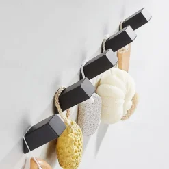 5pcs Towel Hooks Matte Black Robe Hook, Wall Mounted Modern Hooks SUS 304 Stainless Steel Heavy Duty Wall Hooks Waterproof for Bathroom Bedroom Entryway Coat Mudroom Garage