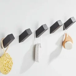 5pcs Towel Hooks Matte Black Robe Hook, Wall Mounted Modern Hooks SUS 304 Stainless Steel Heavy Duty Wall Hooks Waterproof for Bathroom Bedroom Entryway Coat Mudroom Garage